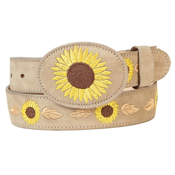 Women's Genuine Western Nubuck Embroidered Belt Floral | Cinto Vaquero Para Dama - Picture 7 of 10